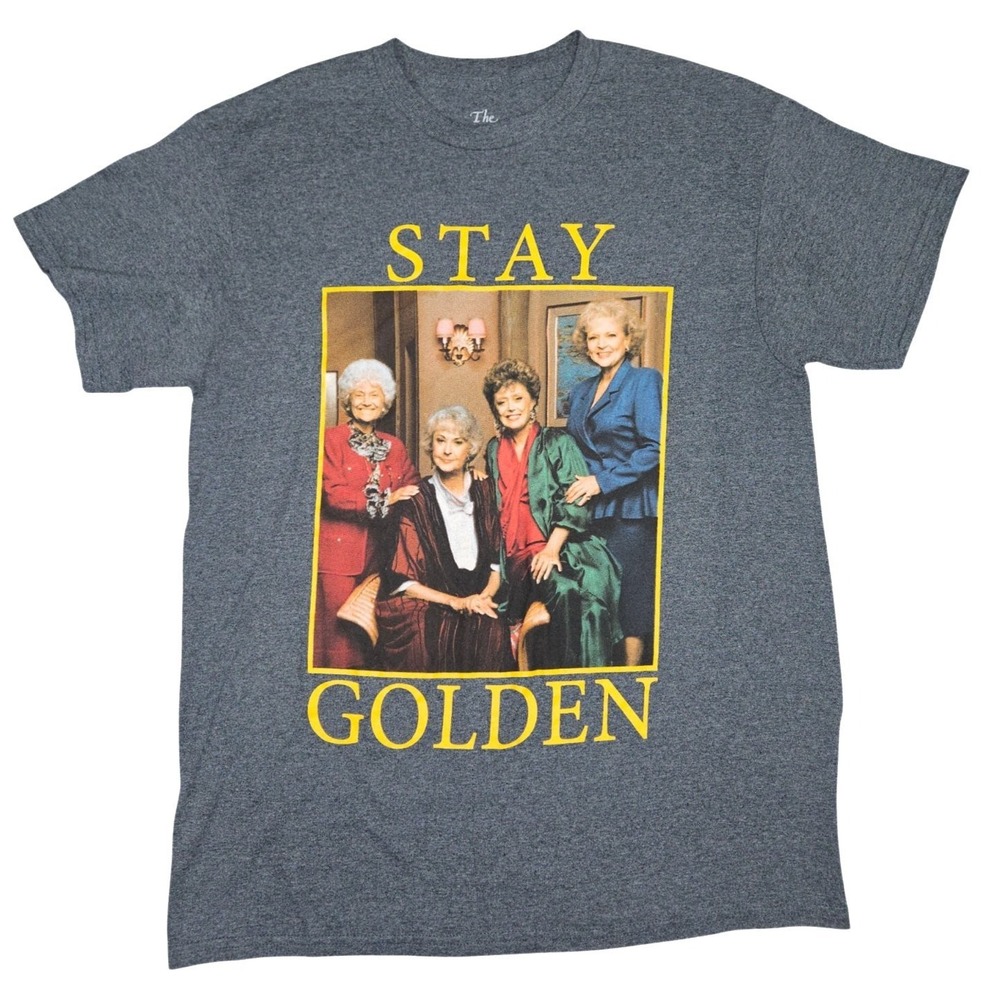 The Golden Girls Stay Golden Graphic Tee Shirt Medium M Gray Heather ABC Cast